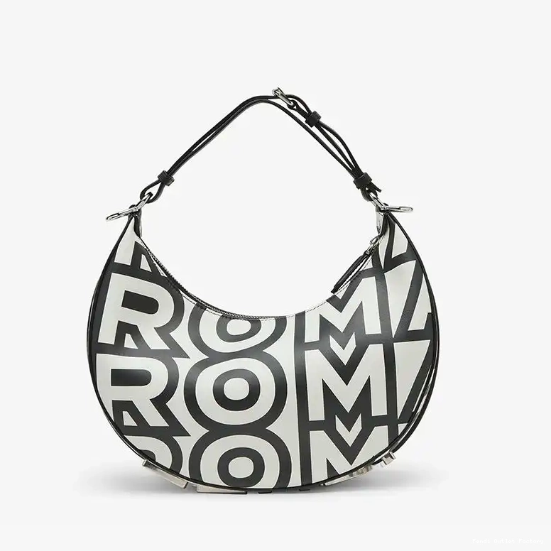 Affordable HOT In White Capsule Black Fendigraphy Fendi Bag Roma Hobo Leather Fendi Small 0618